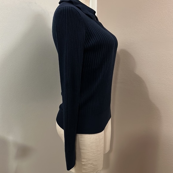 Sold- J Crew Ruffle collar ribbed merino wool sweater size S- great condition - Picture 3 of 8